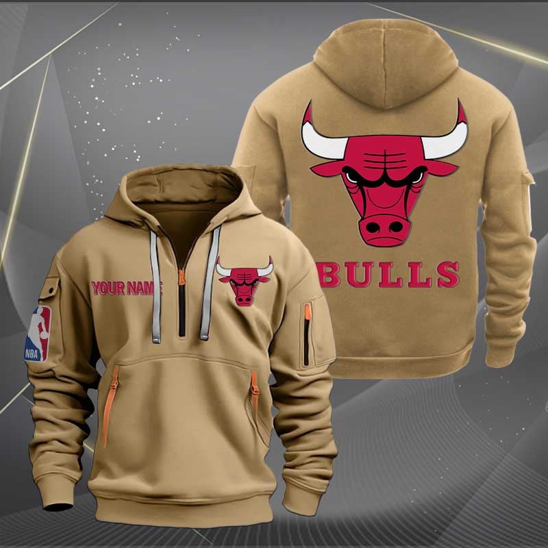 Chicago Bulls Nba Personalized Trending Quarter Zip Hoodie