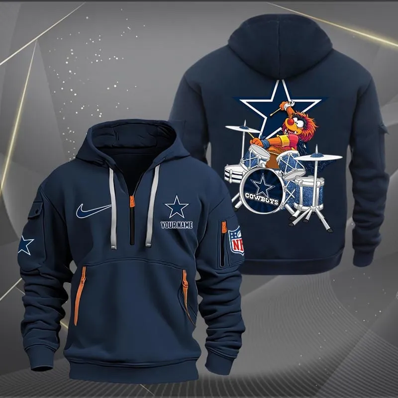 Dallas Cowboys Premium Personalized Quarter Zip Hoodie
