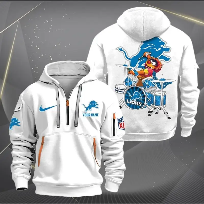 Detroit Lions Premium Personalized Quarter Zip Hoodie