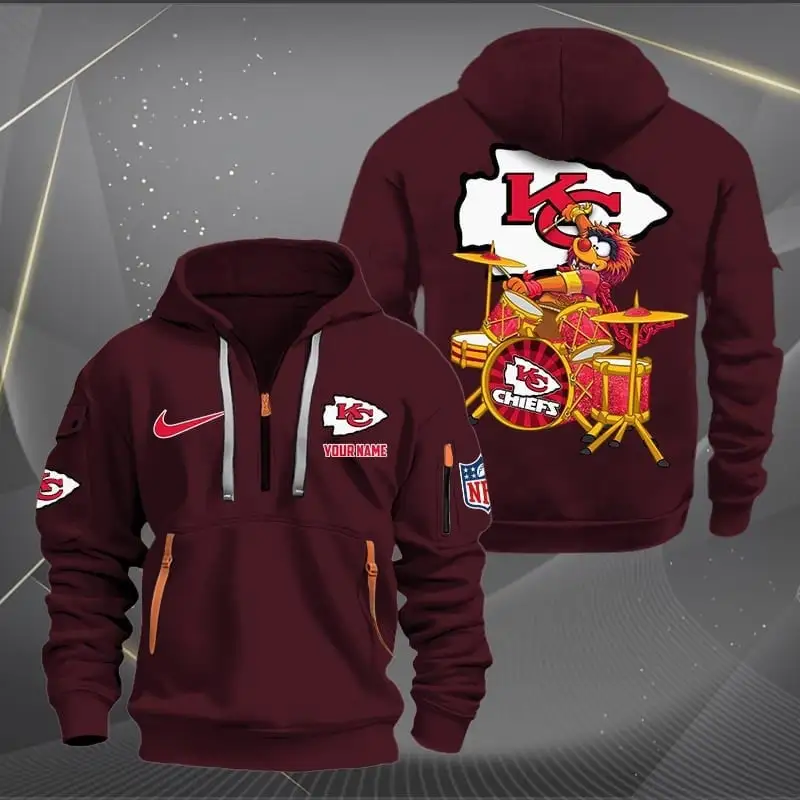 Kansas City Chiefs Premium Personalized Quarter Zip Hoodie