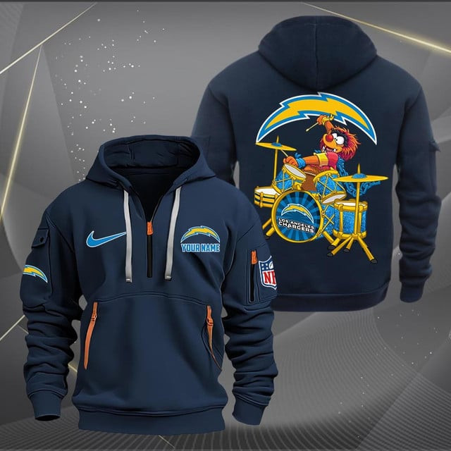 Los Angeles Chargers Premium Personalized Quarter Zip Hoodie