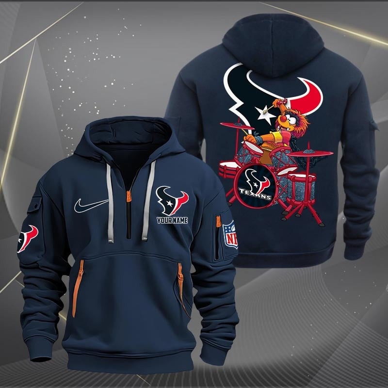 Houston Texans Premium Personalized Quarter Zip Hoodie