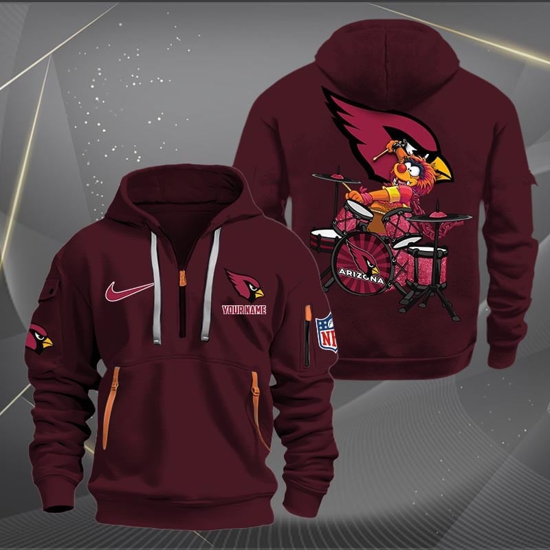 Arizona Cardinals Premium Personalized Quarter Zip Hoodie