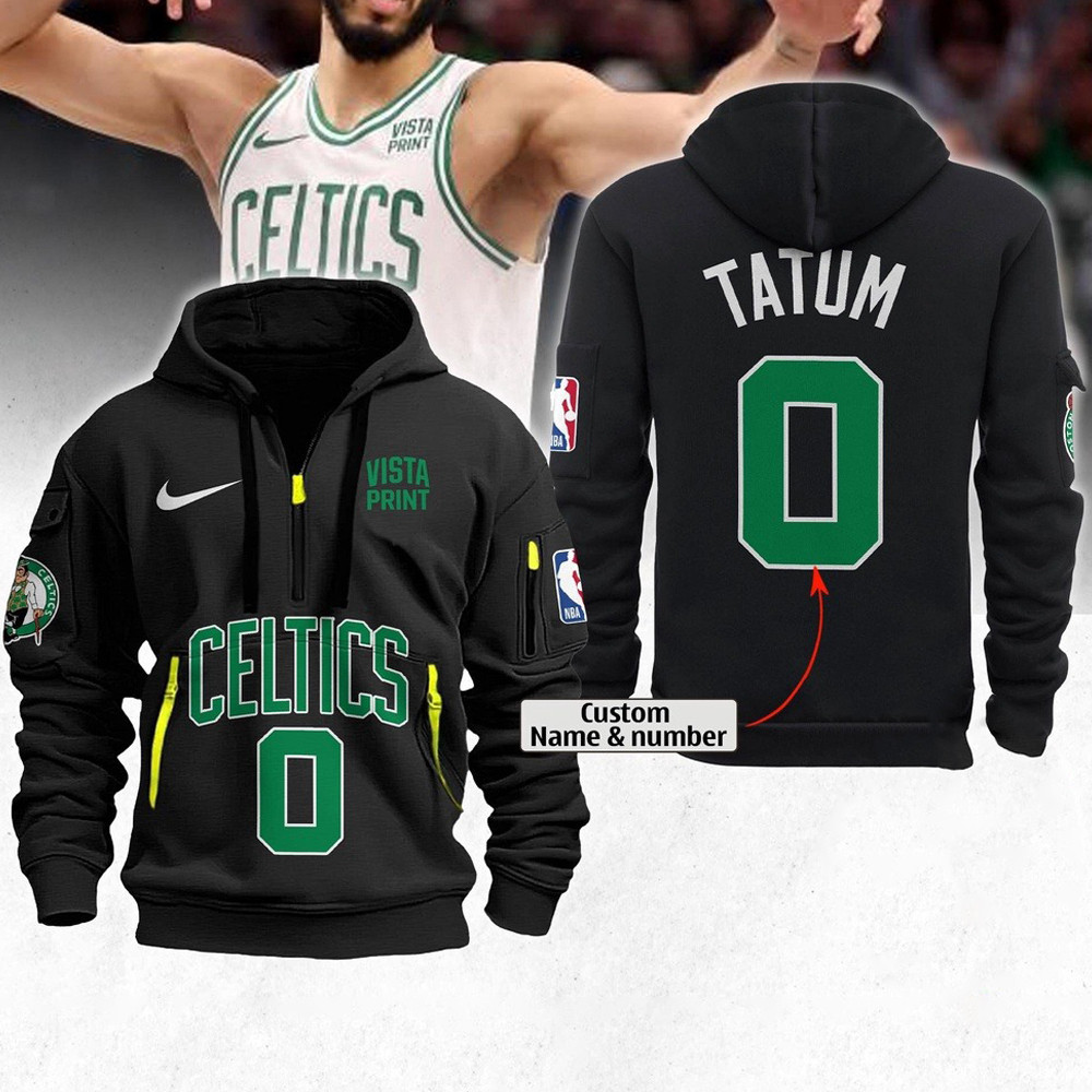 Custom Boston Celtics Quarter Half Zip Hoodie Nba Finals Inbound