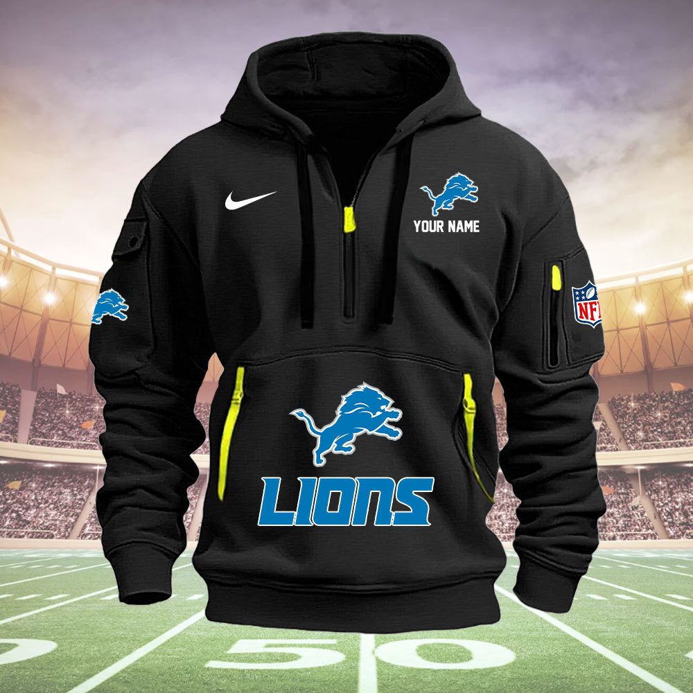 Detroit Lions New Personalized Quarter Zip Hoodie Limited Edition