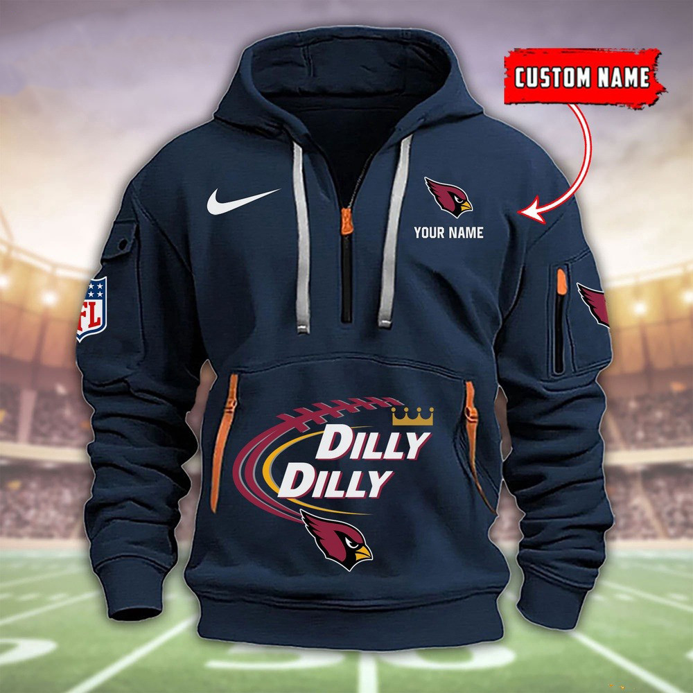 Custom Nfl Arizona Cardinals Dilly Dilly Football Quarter Zip Hoodie