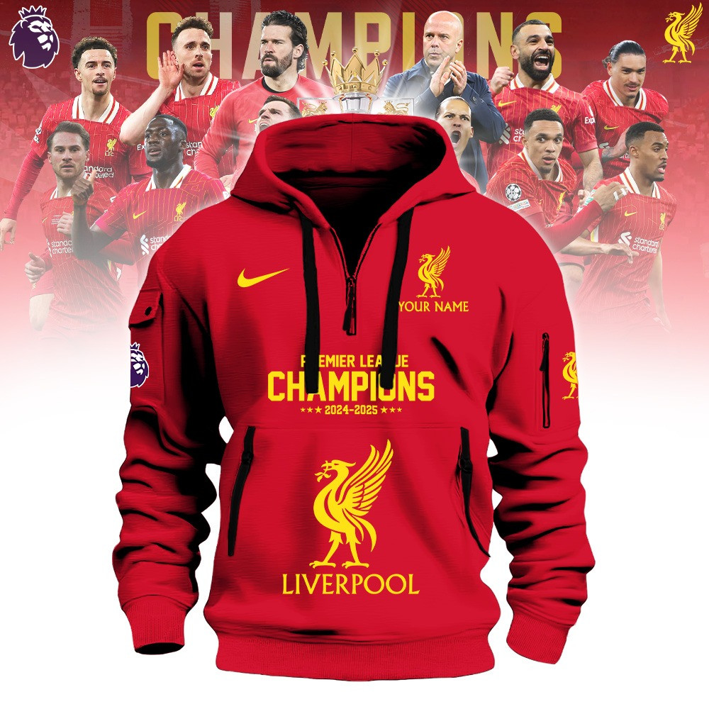 Custom Liverpool Champions Premier League Quarter Zip Hoodie 2025 25 Liverpool Football Fc