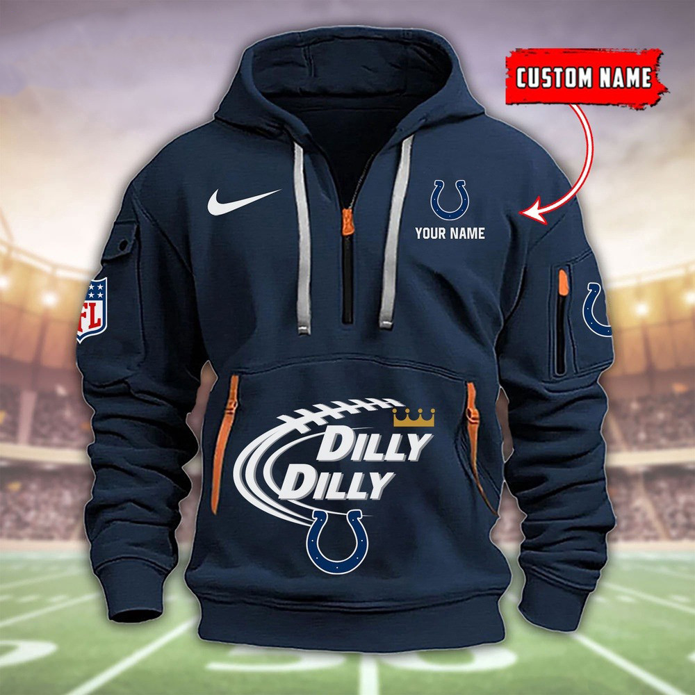 Custom Nfl Indianapolis Colts Dilly Dilly Football Quarter Zip Hoodie