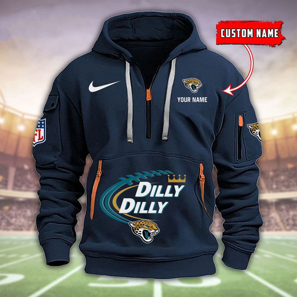 Personalized Nfl Jacksonville Jaguars Dilly Dilly Football Quarter Zip Hoodie Fan Merch