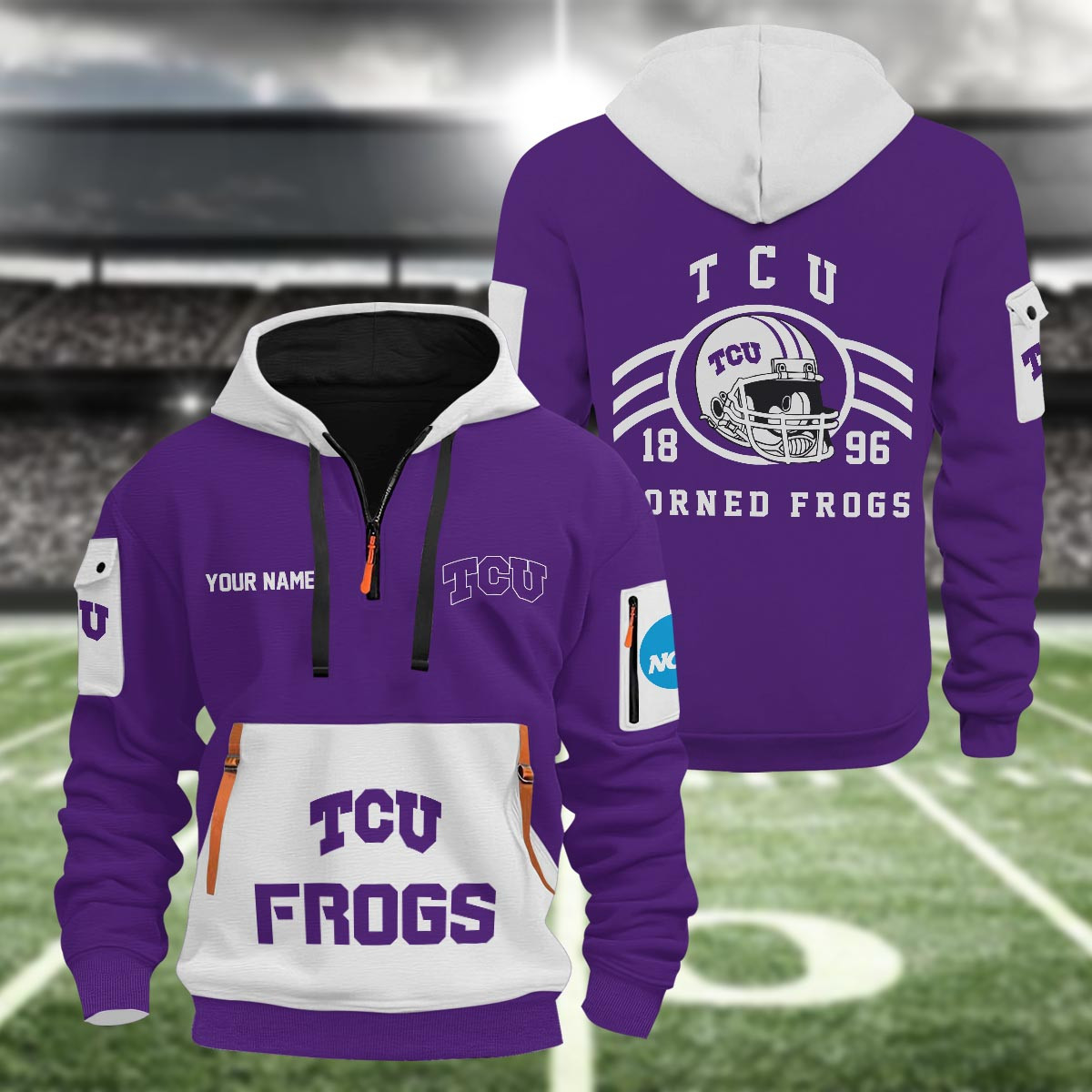 Tcu Horned Frogs 3D Half Zip Hoodie