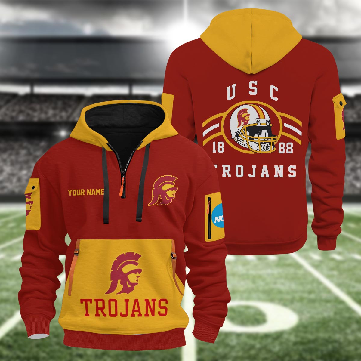 Usc Trojans 3D Half Zip Hoodie