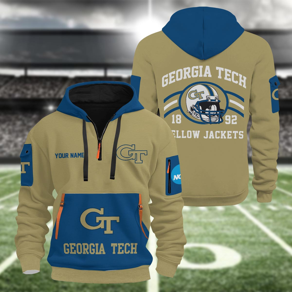 Georgia Tech Yellow Jackets 3D Half Zip Hoodie