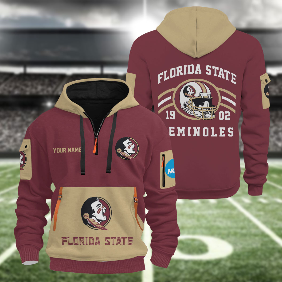 Florida State Seminoles 3D Half Zip Hoodie