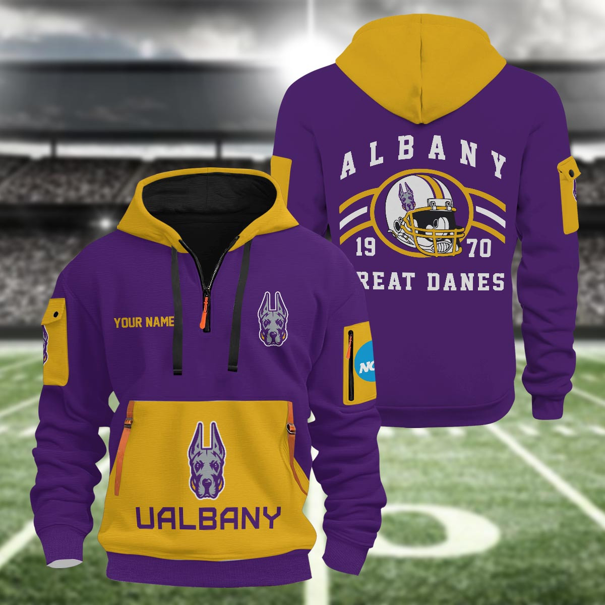 Albany Great Danes 3D Half Zip Hoodie