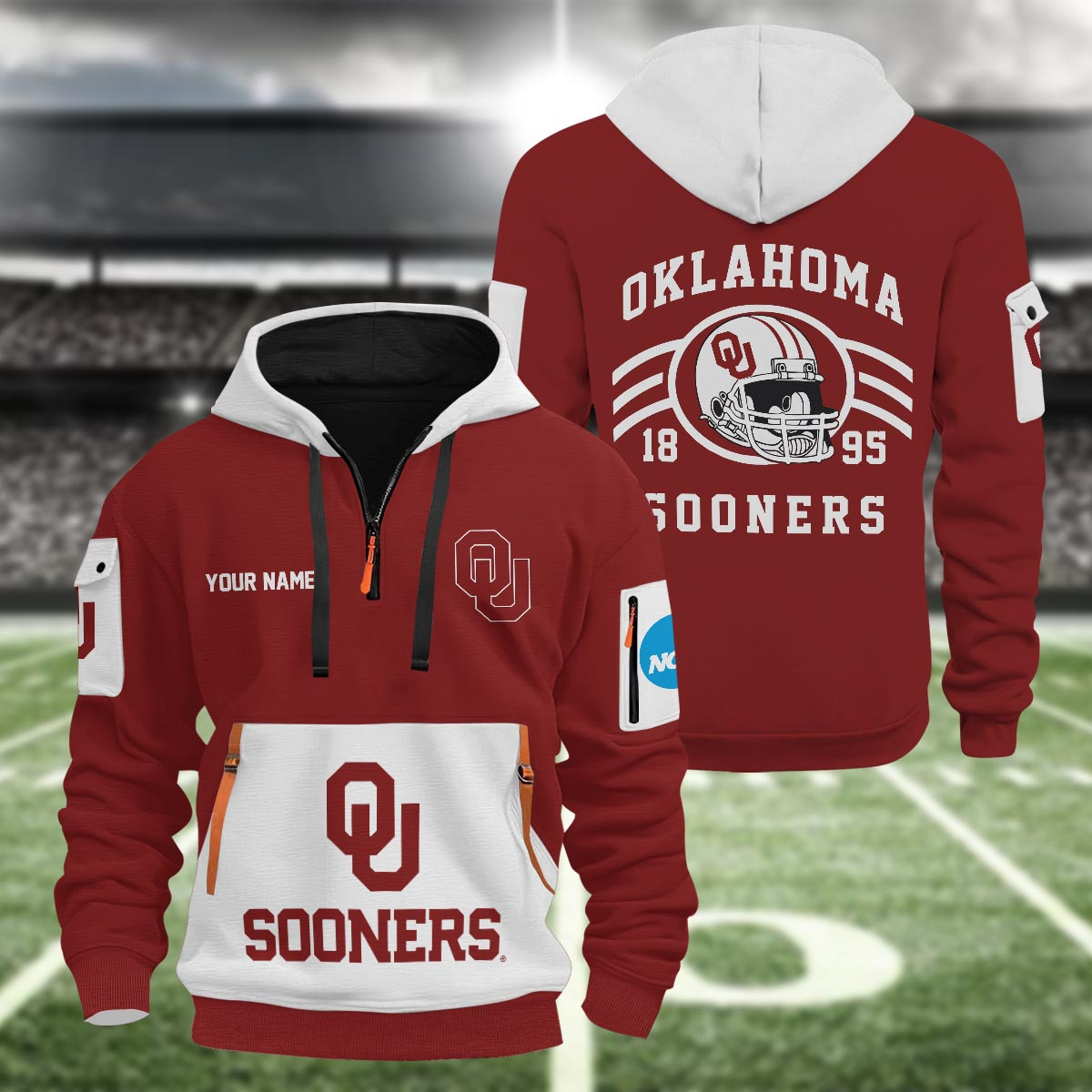 Oklahoma Sooners 3D Half Zip Hoodie