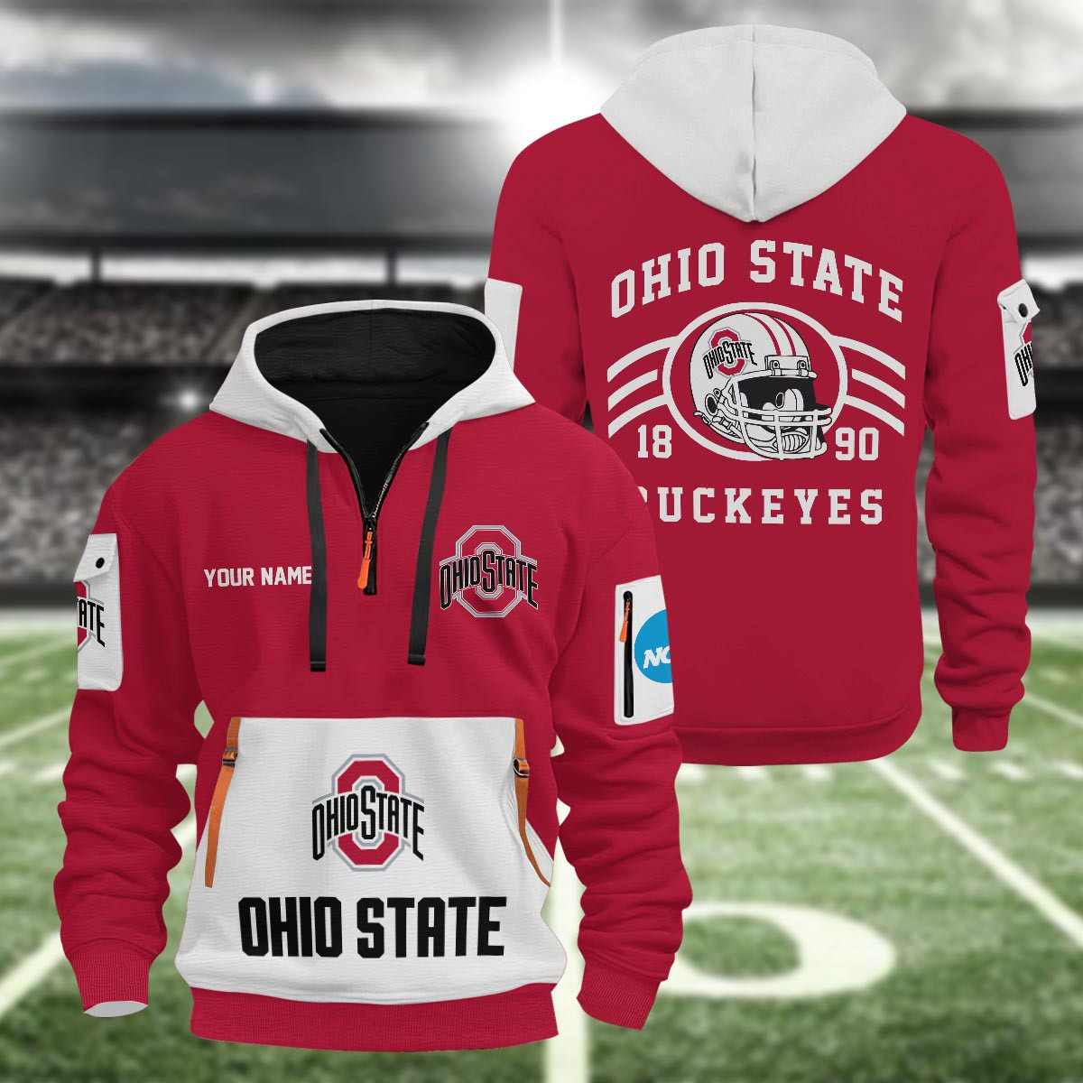 Ohio State Buckeyes 3D Half Zip Hoodie
