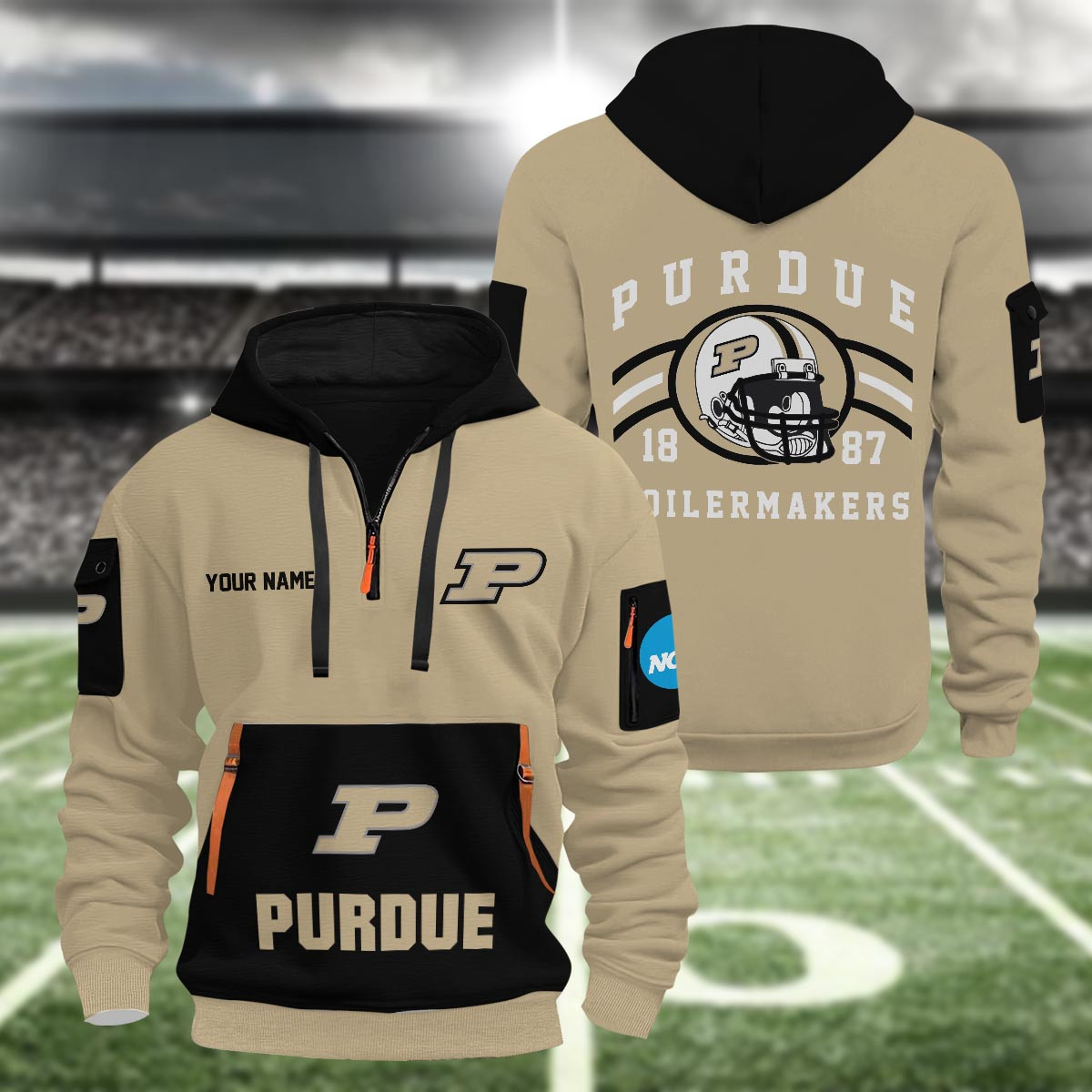 Purdue Boilermakers 3D Half Zip Hoodie
