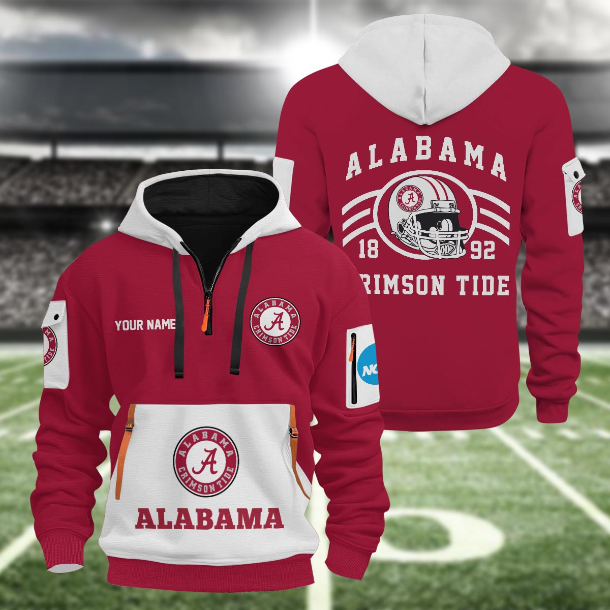 Alabama Crimson Tide 3D Half Zip Hoodie