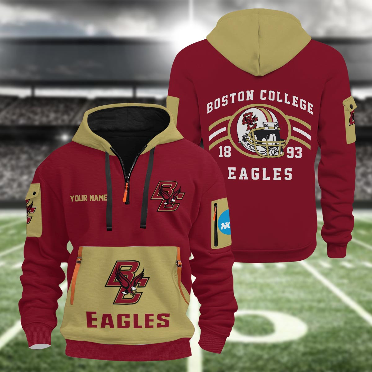 Boston College Eagles 3D Half Zip Hoodie