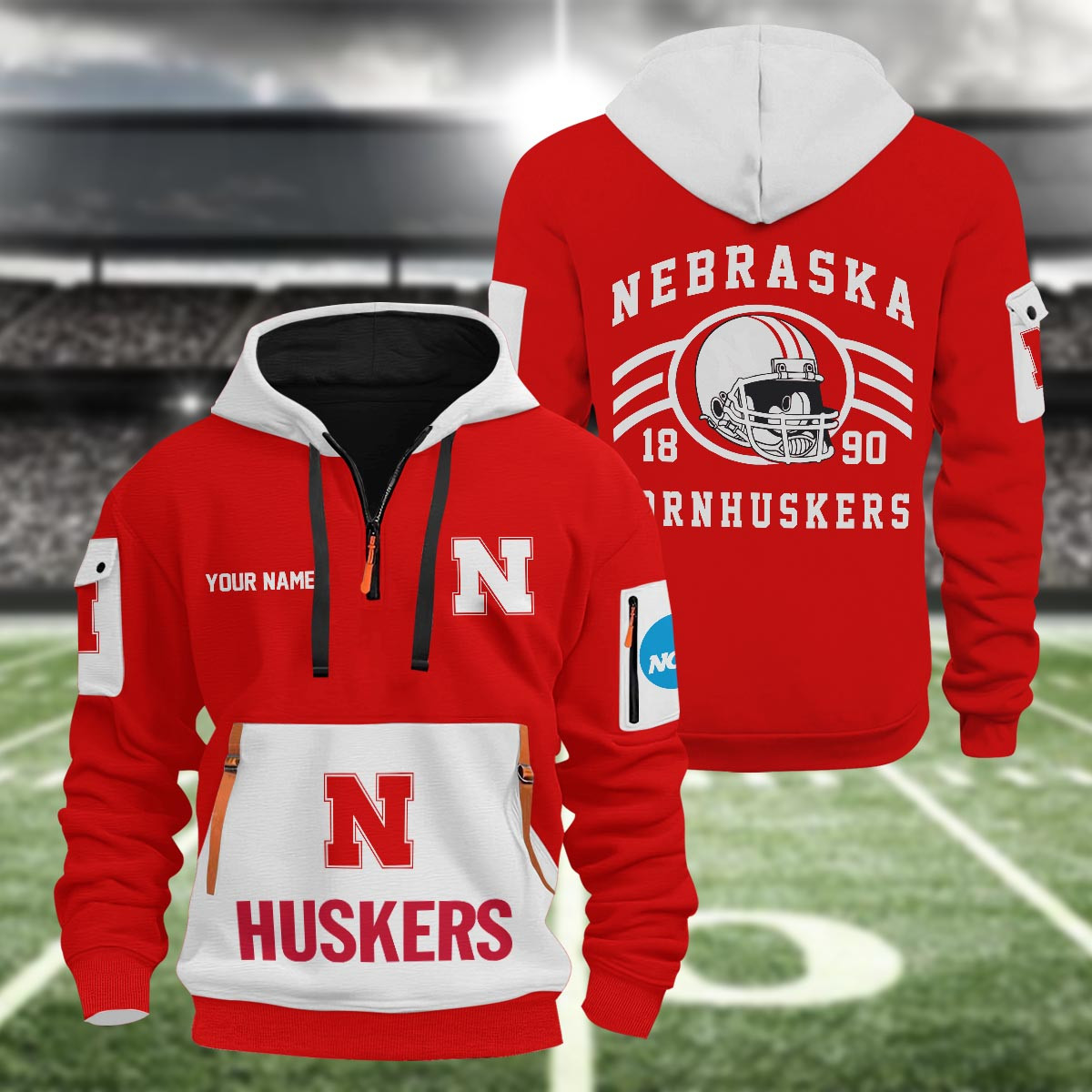 Nebraska Cornhuskers 3D Half Zip Hoodie