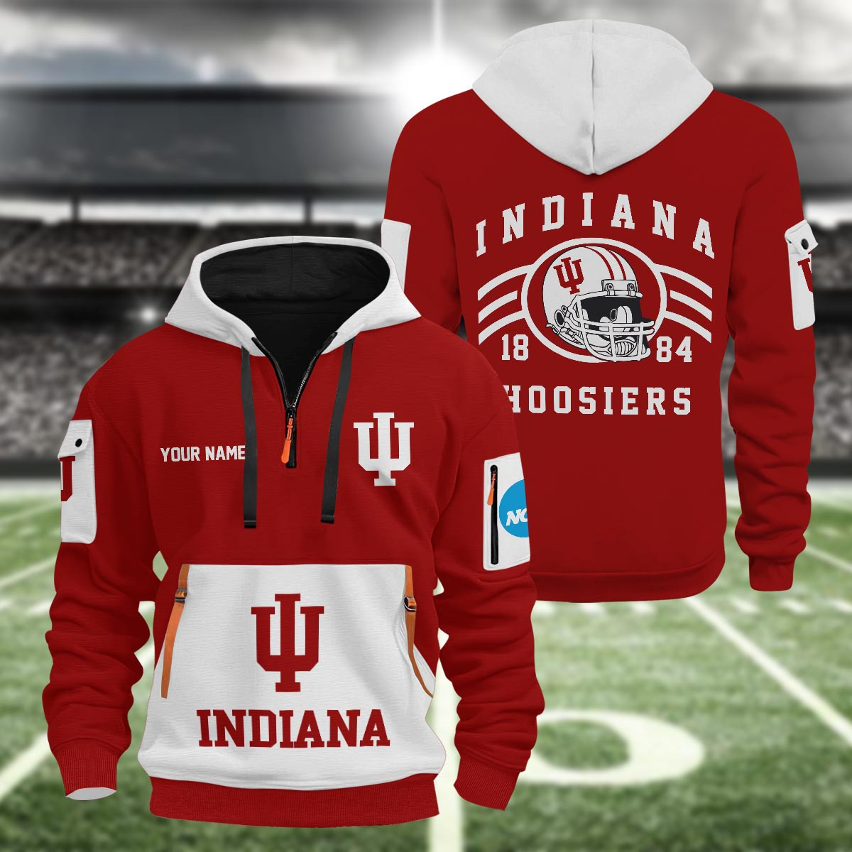 Indiana Hoosiers 3D Half Zip Hoodie