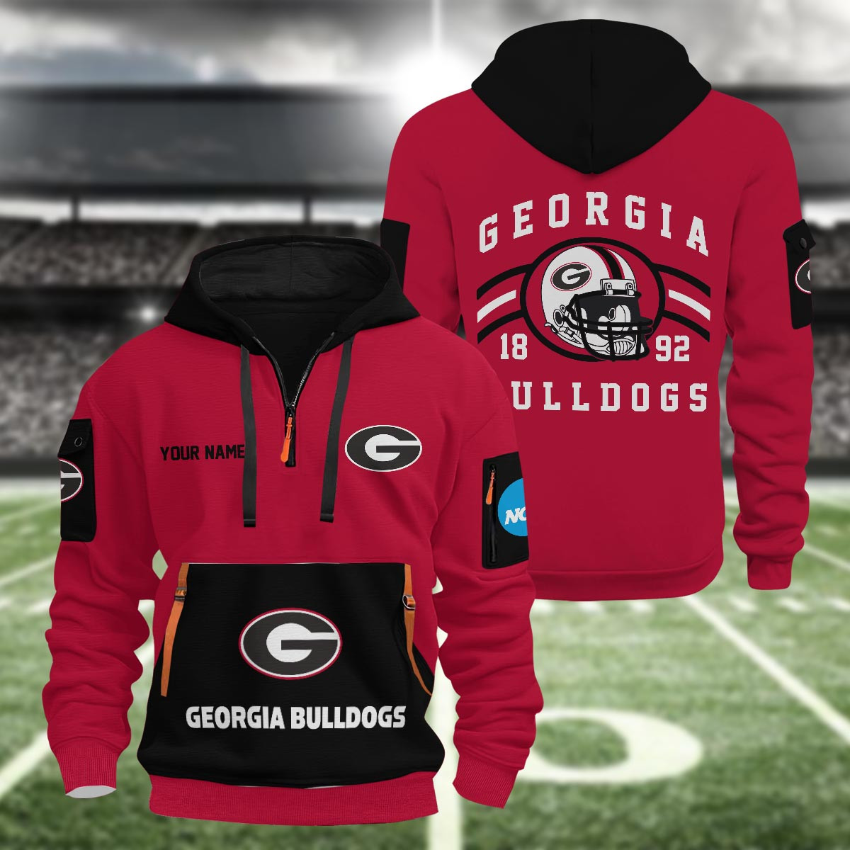 Georgia Bulldogs 3D Half Zip Hoodie