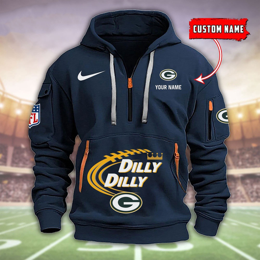 Custom Nfl Green Bay Packers Dilly Dilly Football Quarter Half Zip Hoodie Merch Apparel