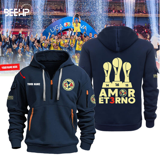 Custom Amor Et3Rno Grand3S Decorazon Club America Half Zip Hoodie Gifts For Soccer Fans