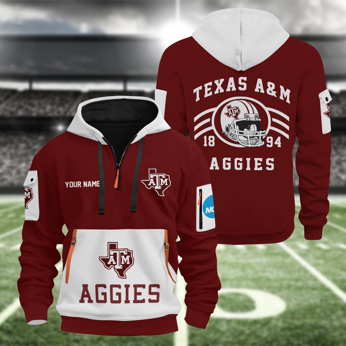 Texas A&M Aggies 3D Half Zip Hoodie