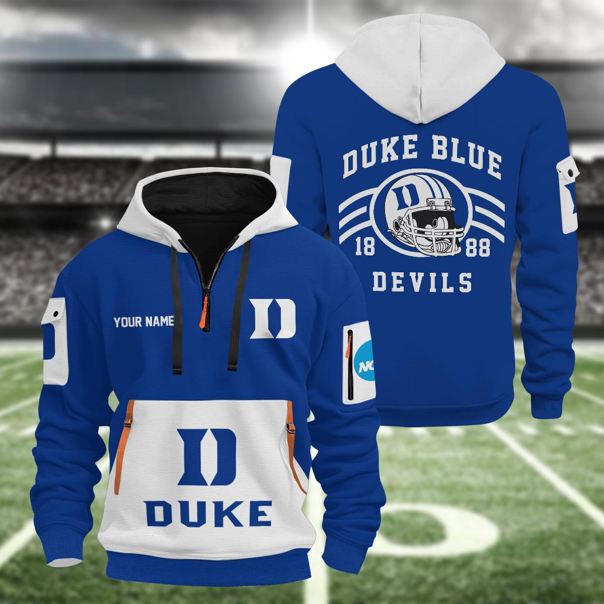 Duke Blue Devils 3D Half Zip Hoodie