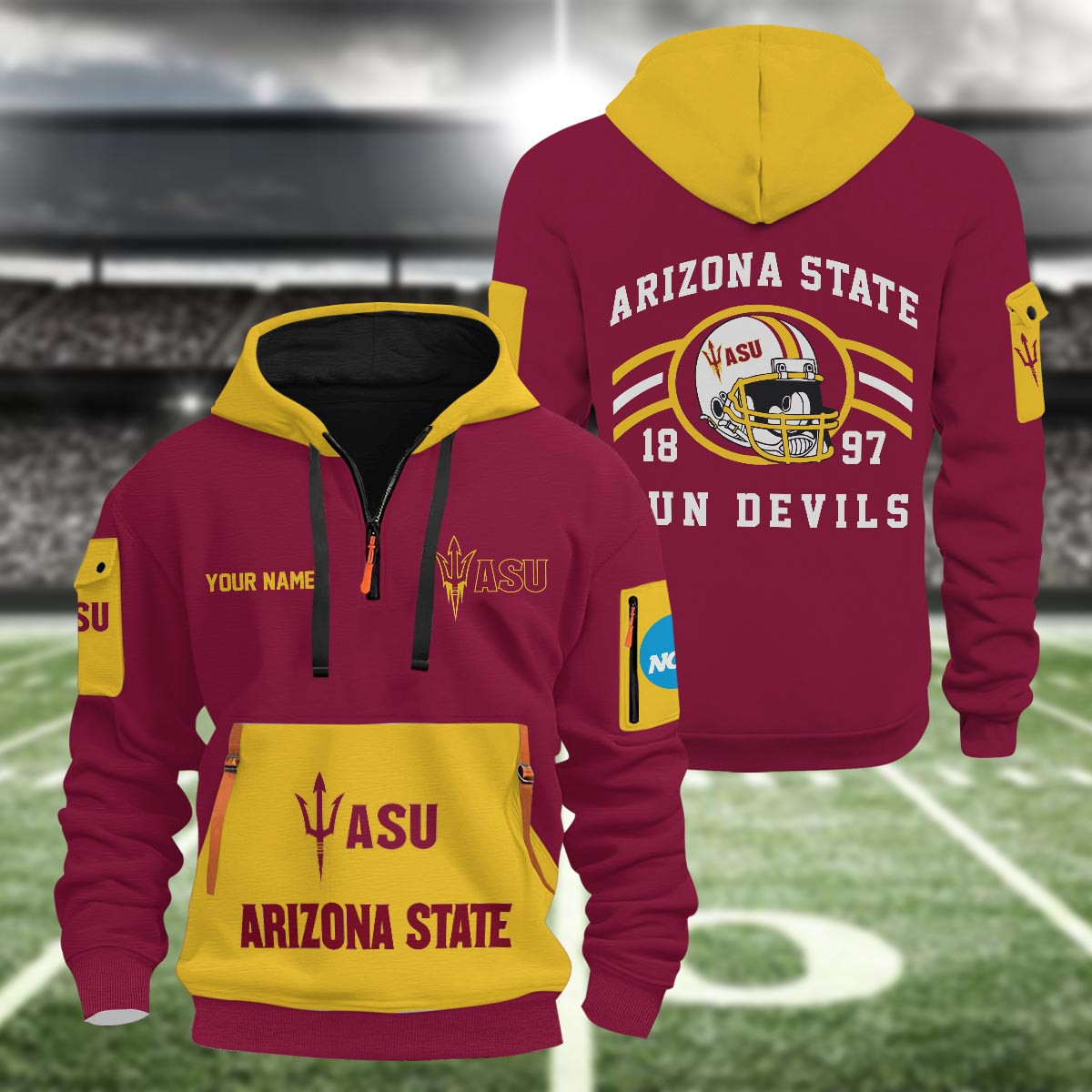 Arizona State Sun Devils 3D Half Zip Hoodie
