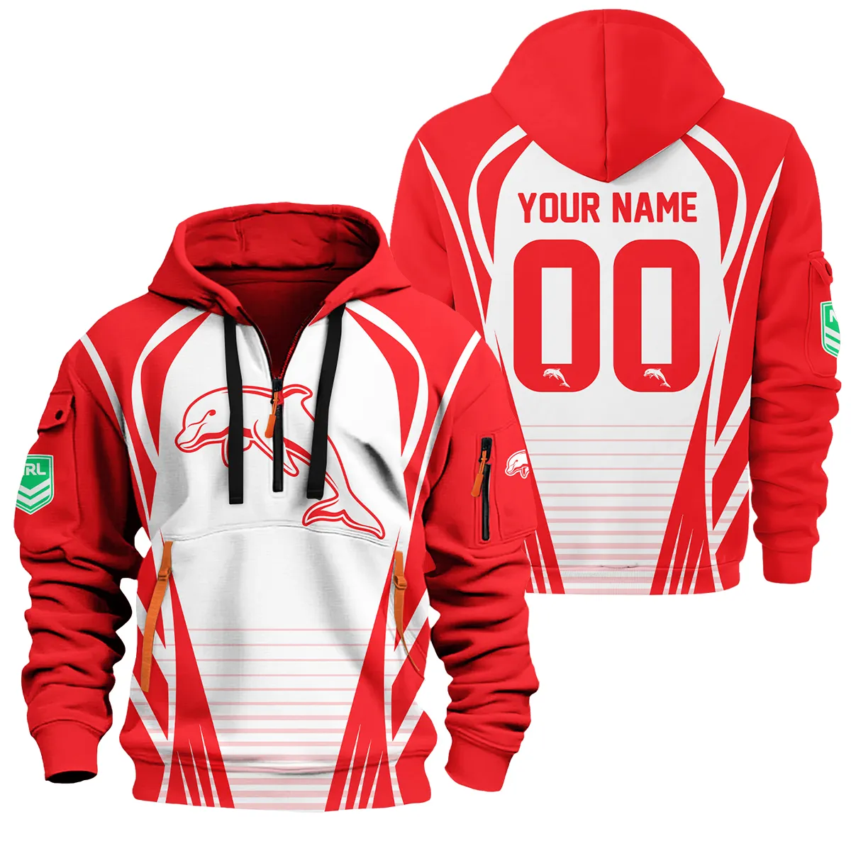 Dolphins Nrl Exclusive Logo Hoodie Half Zipper
