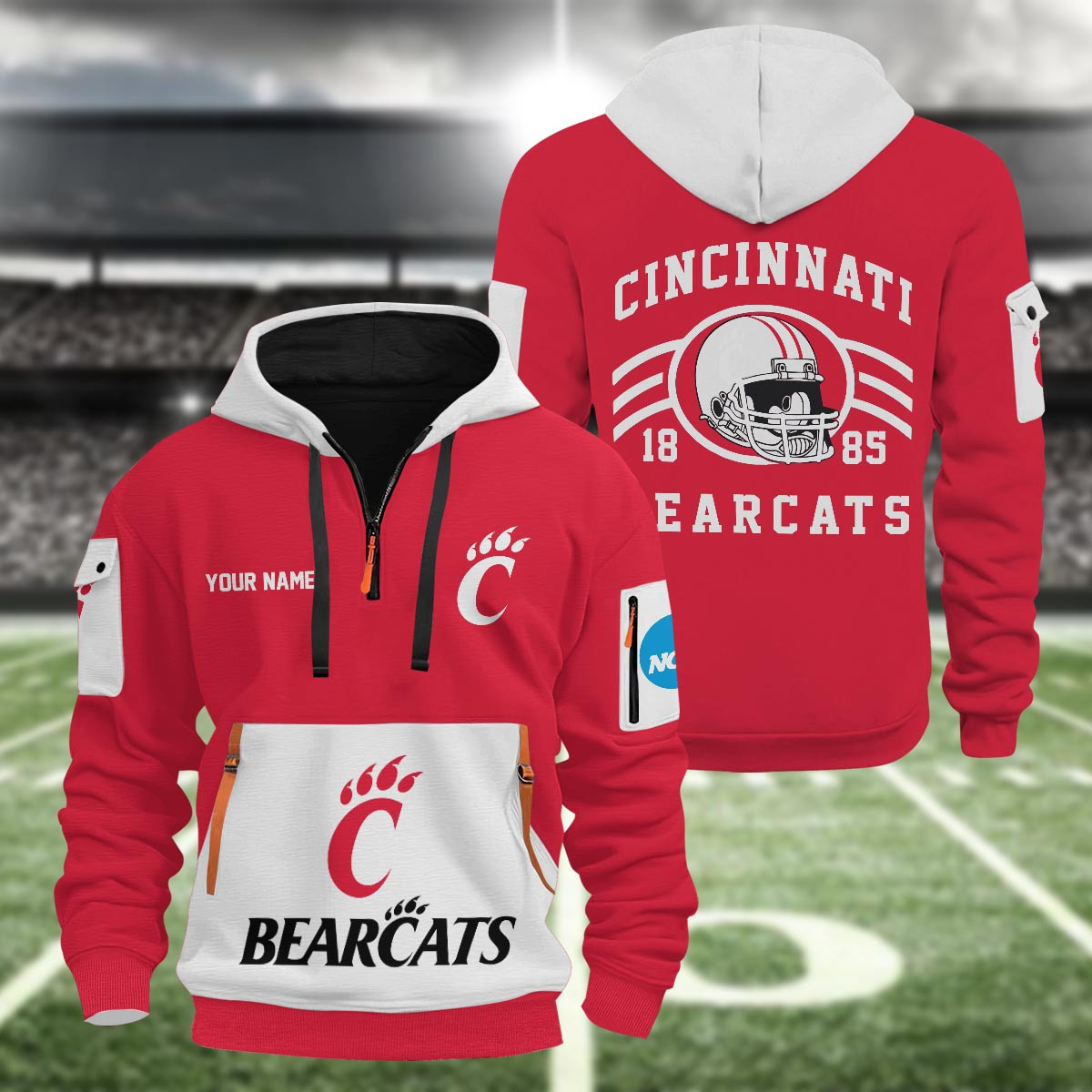 Cincinnati Bearcats 3D Half Zip Hoodie