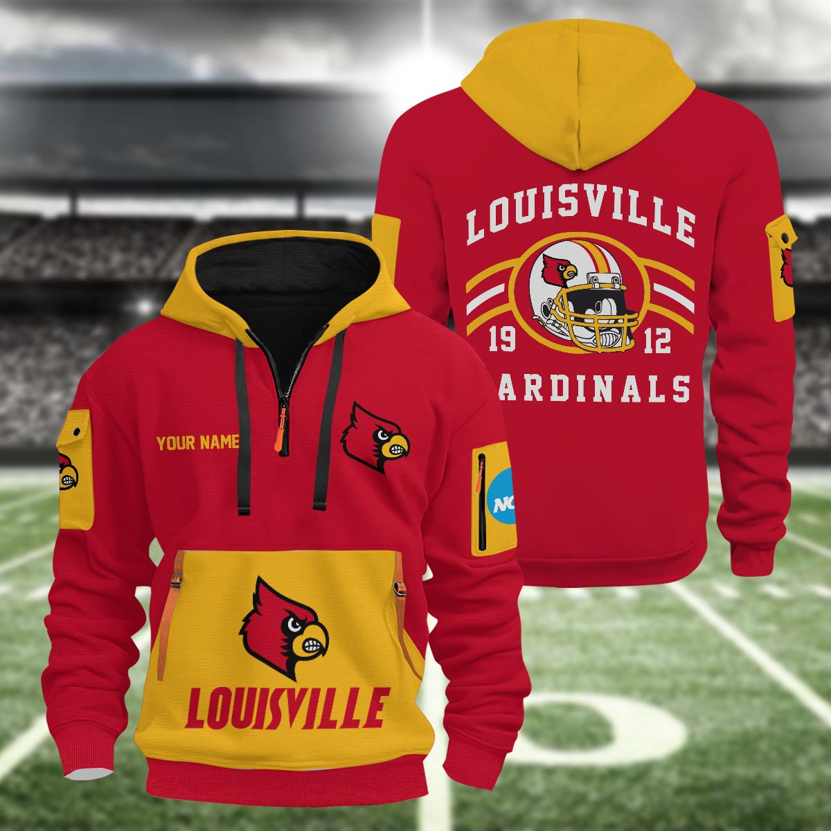 Louisville Cardinals 3D Half Zip Hoodie