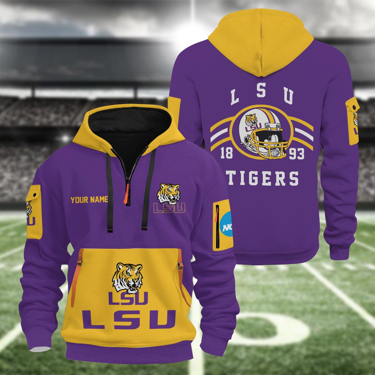 Lsu Tigers 3D Half Zip Hoodie