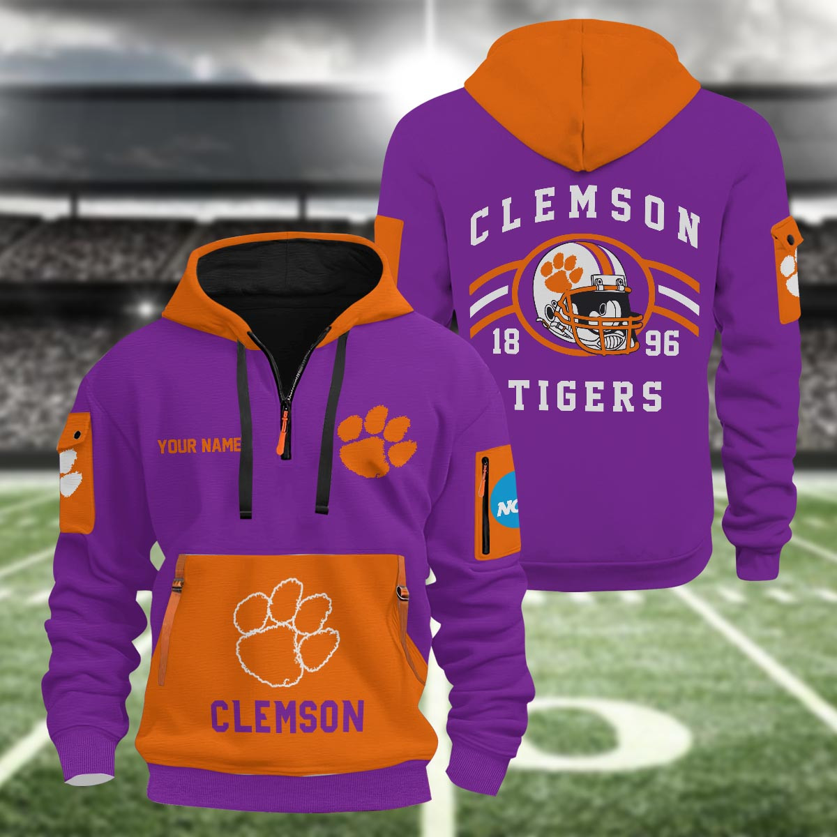 Clemson Tigers 3D Half Zip Hoodie