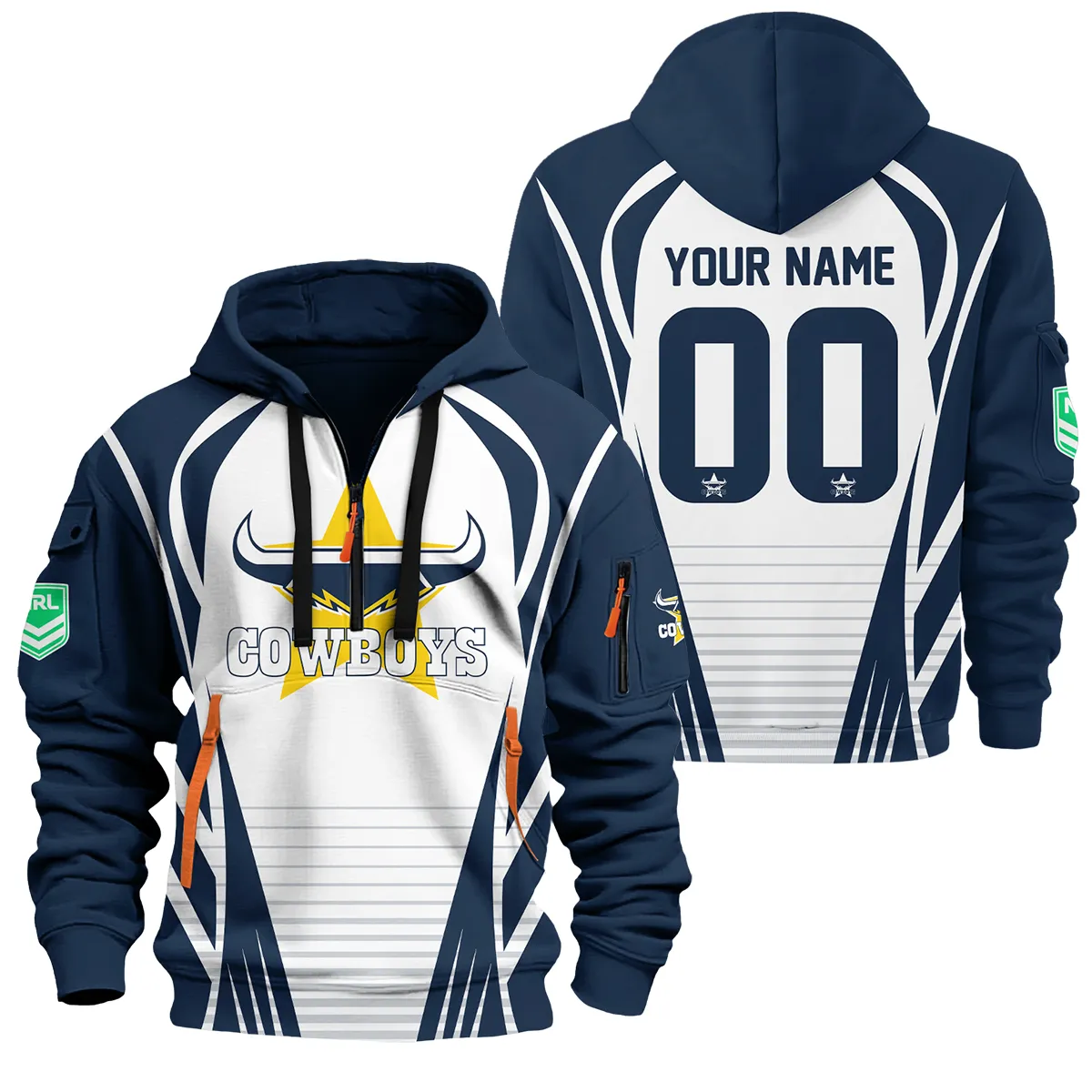 North Queensland Cowboys Nrl Exclusive Logo Hoodie Half Zipper