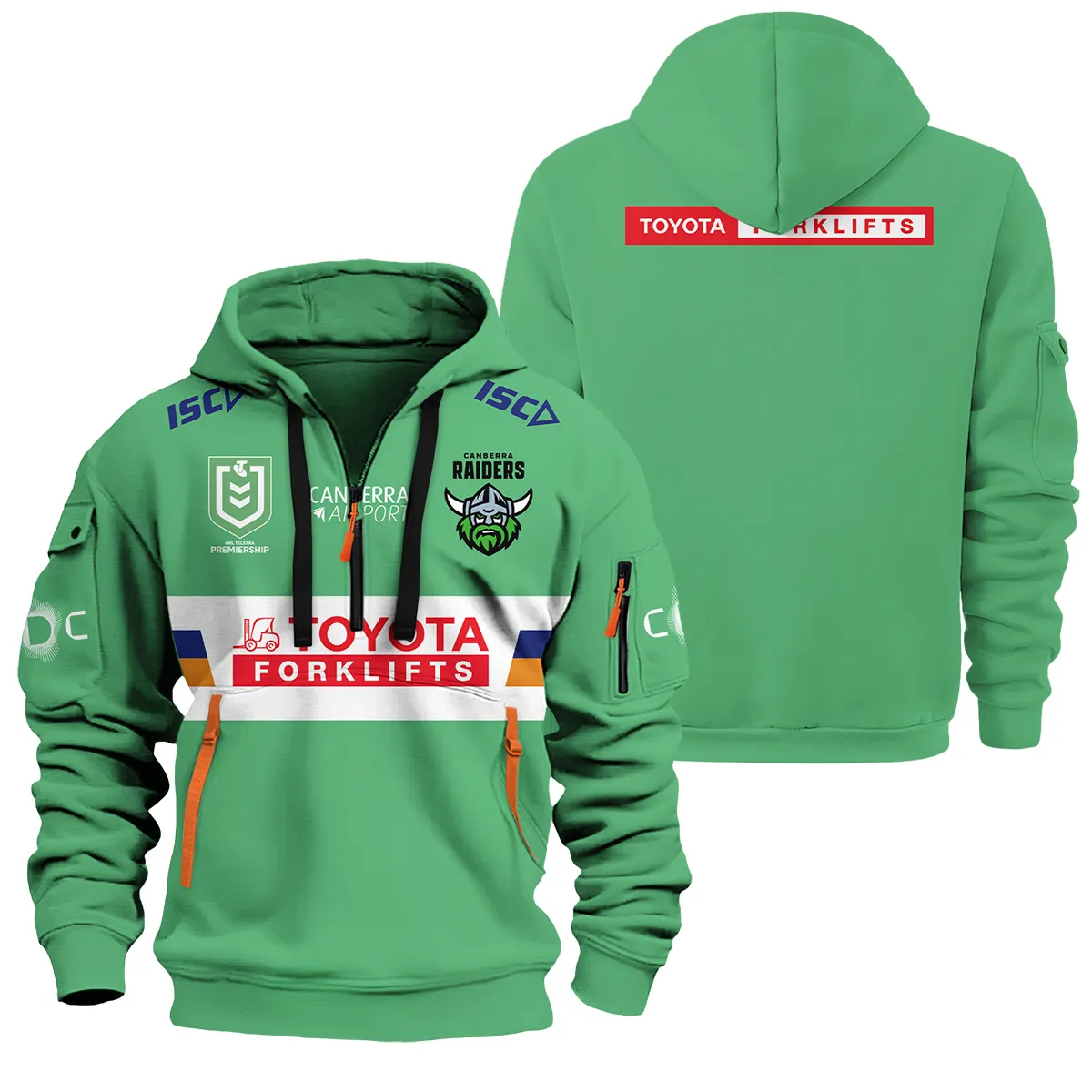 Canberra Raiders Nrl Exclusive Logo Hoodie Half Zipper