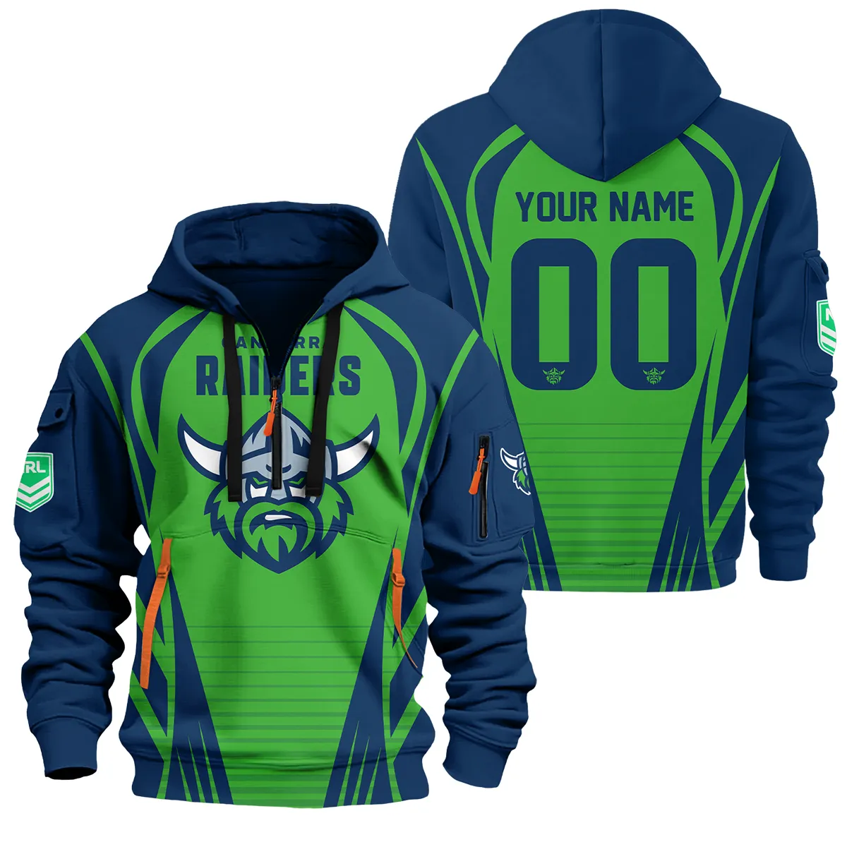 Canberra Raiders Nrl Exclusive Logo Half Zipper Hoodie For Fans