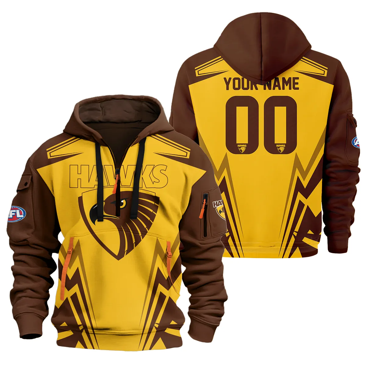 Hawthorn Hawks Afl Exclusive Logo Half Zip Hoodie For Men Women