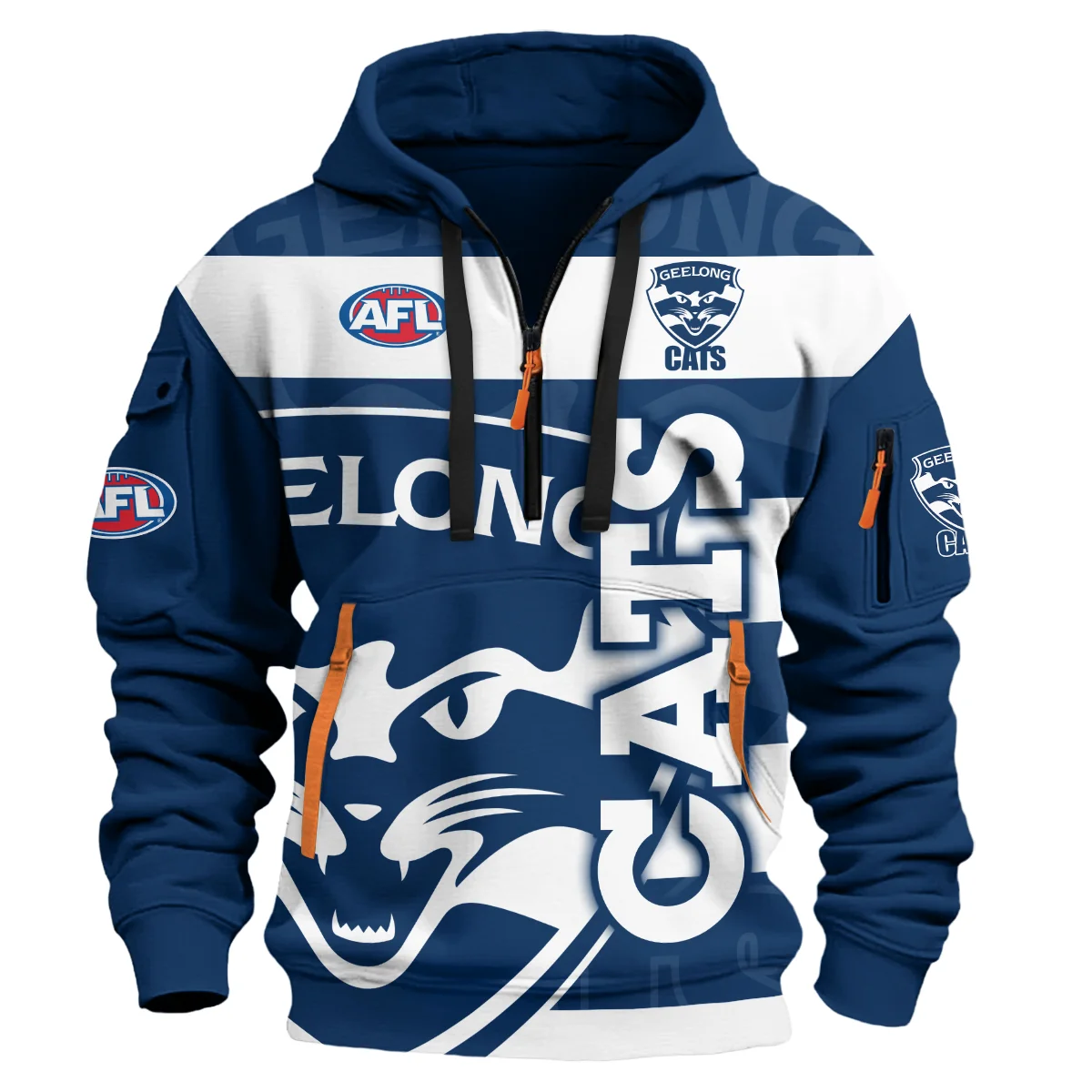 Geelong Cats Australian Football League Exclusive Logo Half Zipper Hoodie For Fans