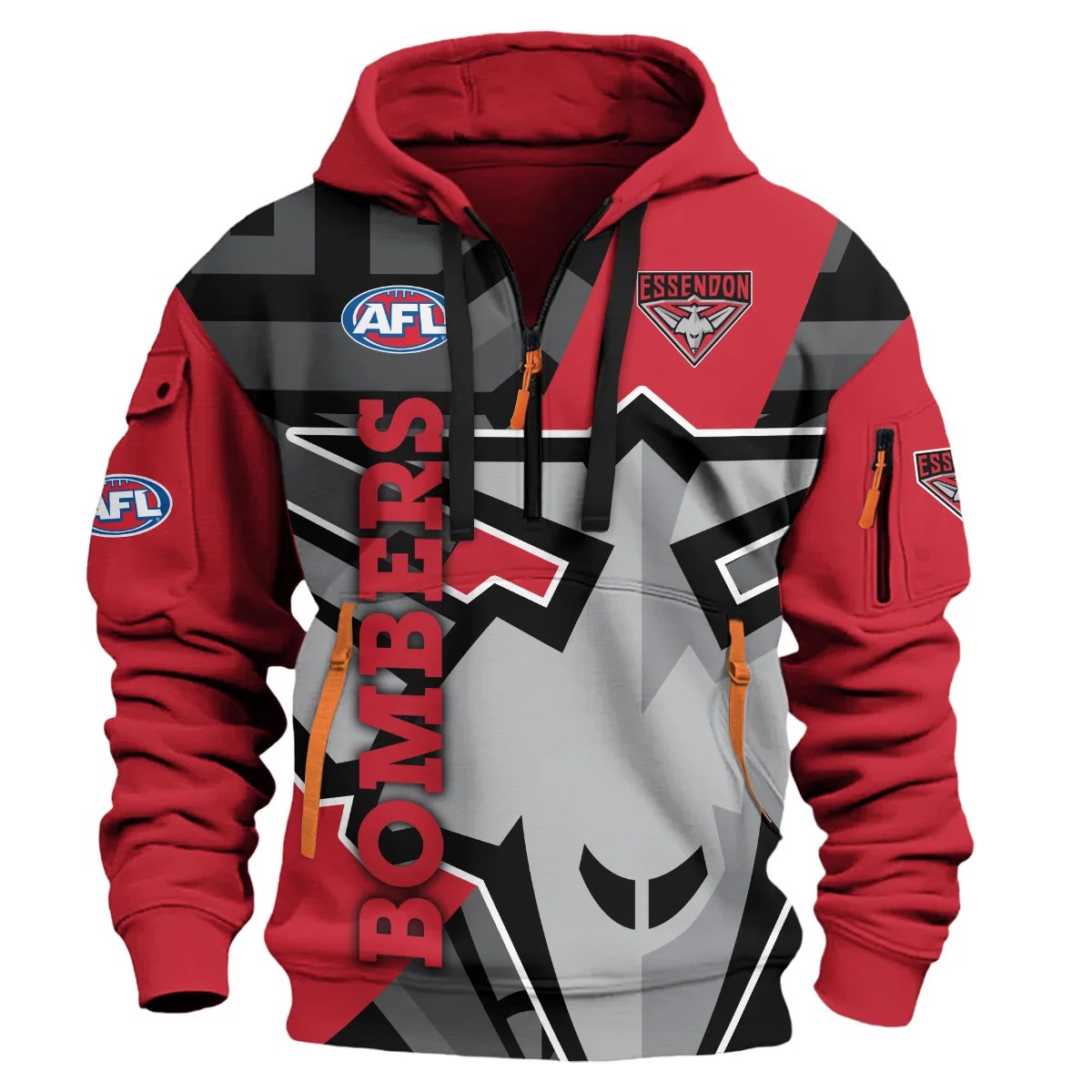 Essendon Bombers Australian Football League Exclusive Logo Hoodie Half Zipper