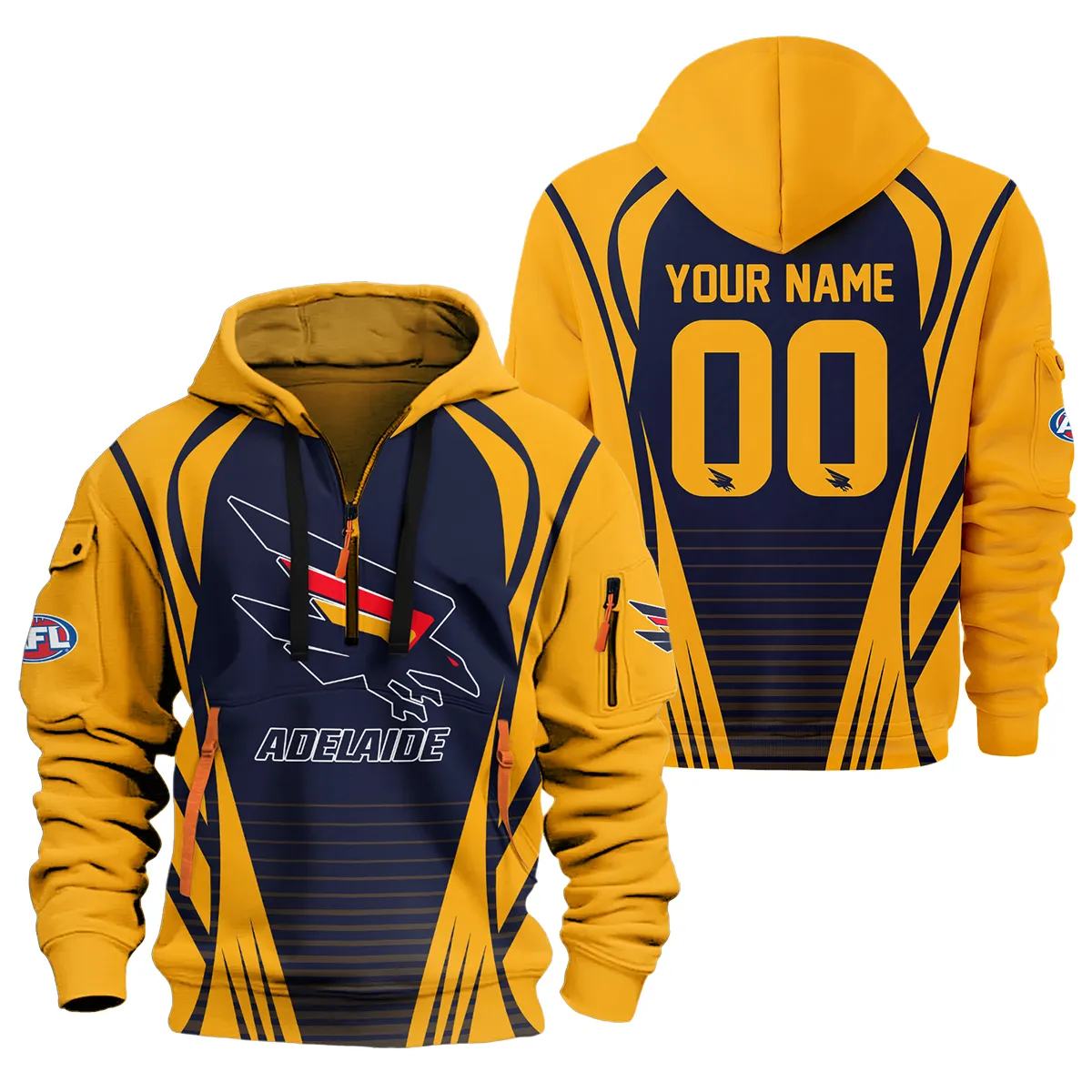 Adelaide Crows Afl Exclusive Logo Half Zipper Hoodie For Fans