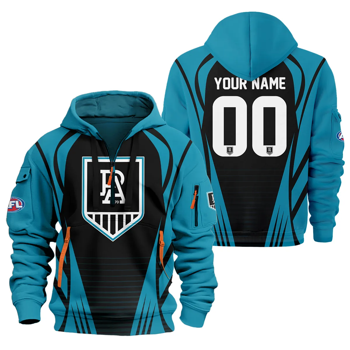 Port Adelaide Power Afl Exclusive Logo Half Zipper Hoodie For Fans