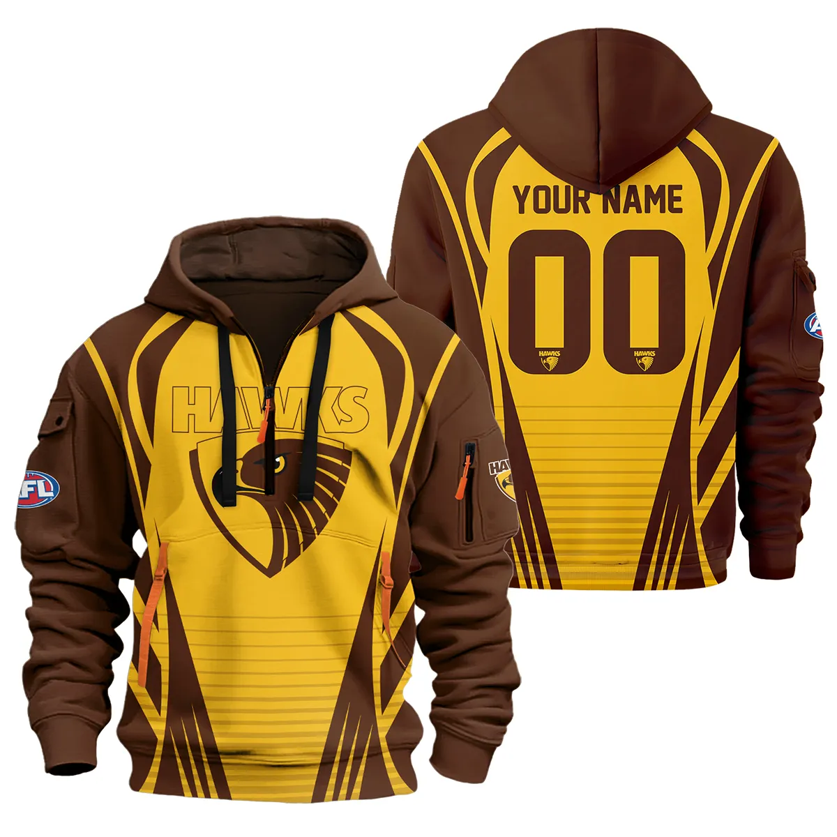 Hawthorn Hawks Afl Exclusive Logo Half Zipper Hoodie For Fans