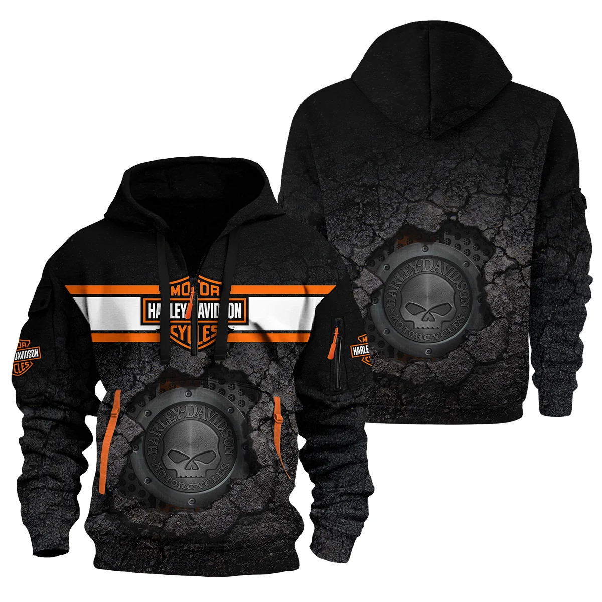 Harley-Davidson Motorcycle Exclusive Logo Half Zip Hoodie For Men Women