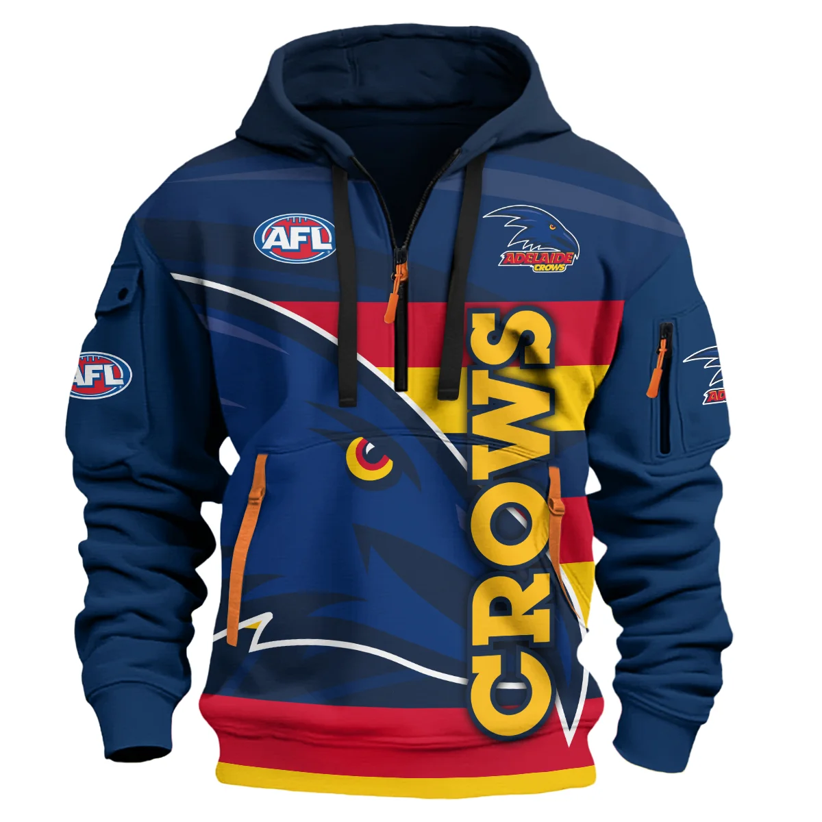 Adelaide Crows Australian Football League Exclusive Logo Half Zipper Hoodie For Fans