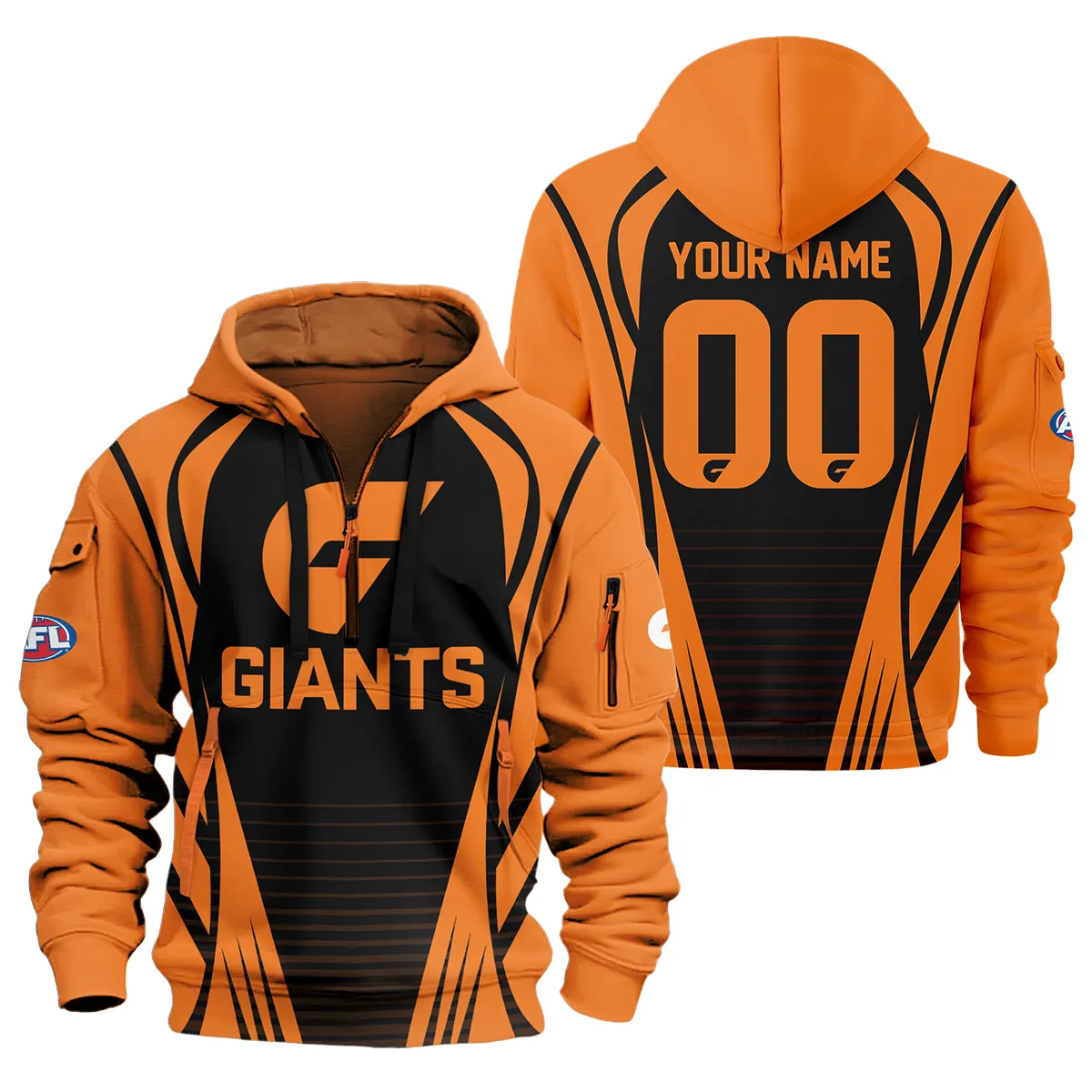 Gws Giants Afl Exclusive Logo Half Zipper Hoodie For Fans