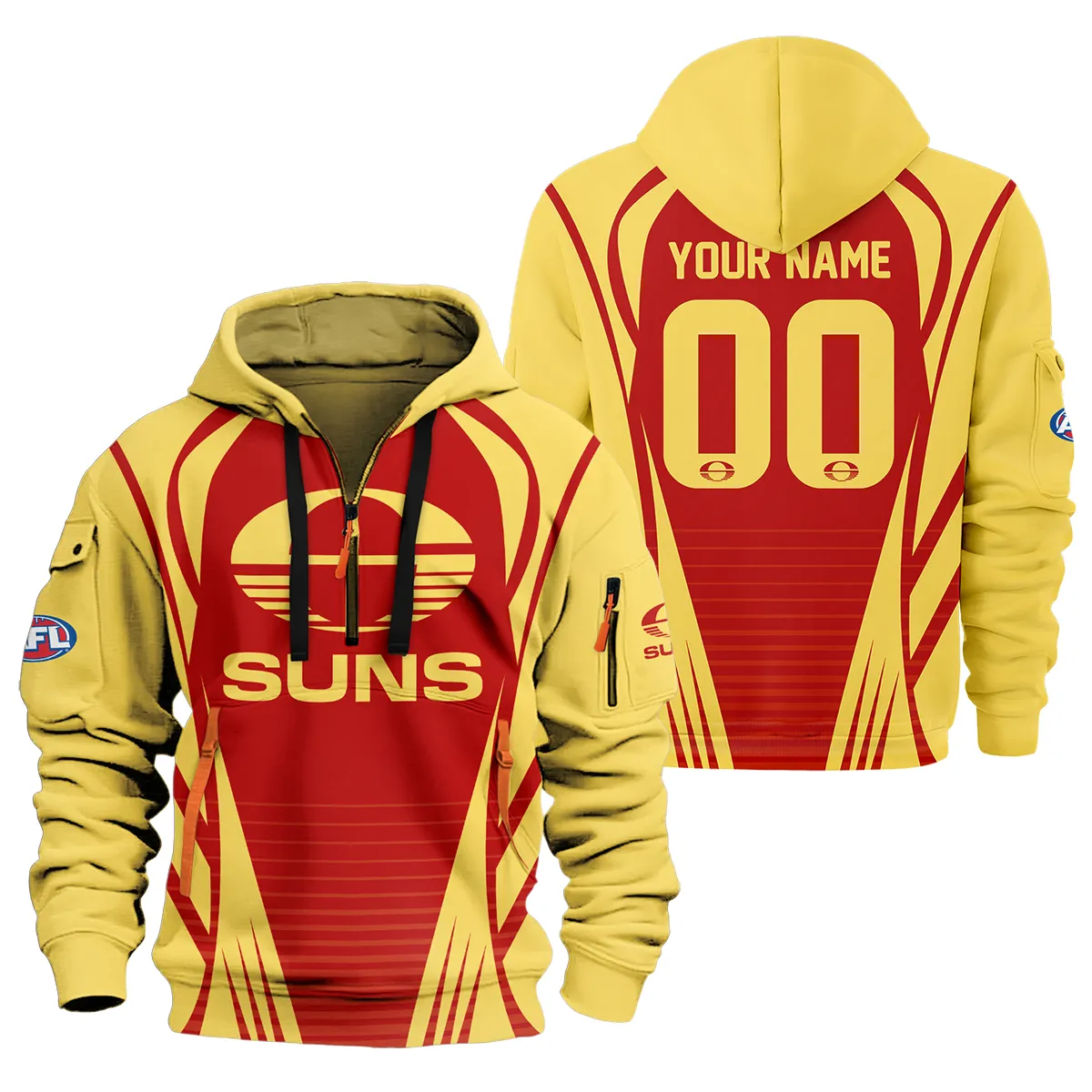 Gold Coast Suns Afl Exclusive Logo Half Zipper Hoodie For Fans