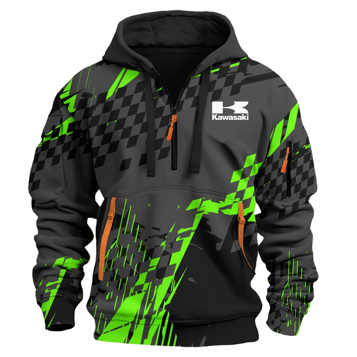 Kawasaki Motorcycles Exclusive Logo Hoodie Half Zipper